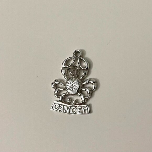 Vintage Cancer Sterling Silver Astrology Sign Charm Crab No Loop - Picture 7 of 7